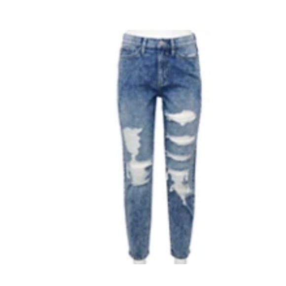 Junior's SO High Rise Distressed Mom Jeans in Medium Acid Deconstructed - Picture 2 of 10